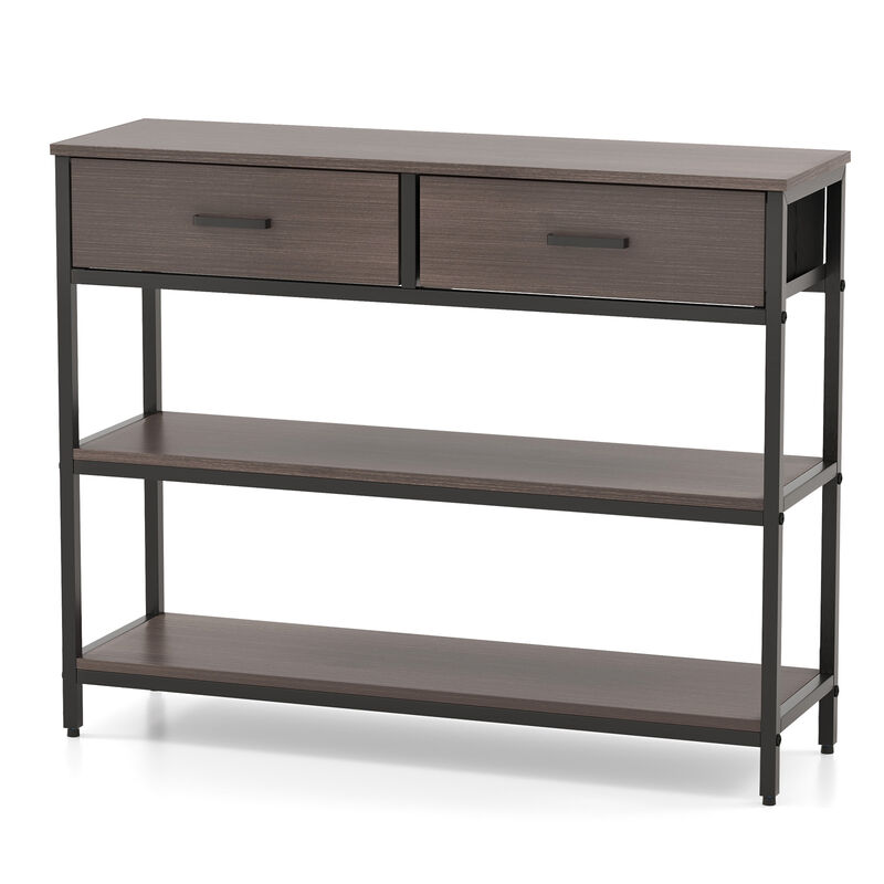 Console Table with Folding Fabric Drawers for Entryway