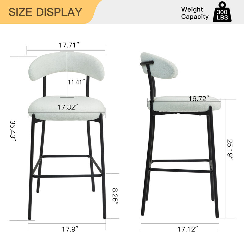 Streamdale 26" Counter Bar Stools with Fabric and Black Base