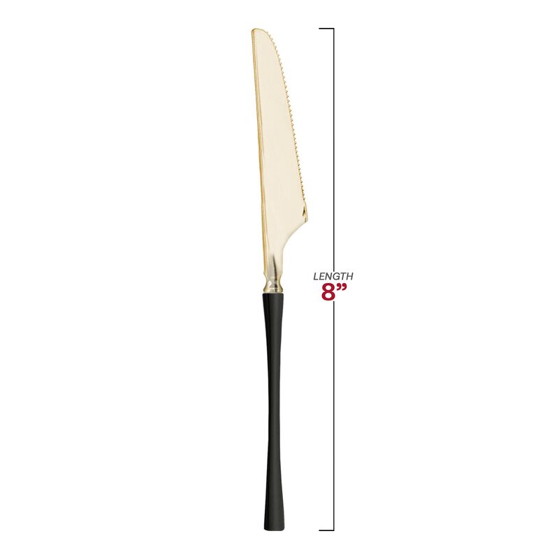 Gold with Black Handle Moderno Plastic Dinner Knives (240 Knives) image number 3