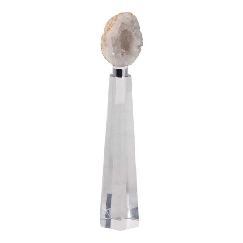 11x2" Agate On Crystal Base, White/clear image number 1