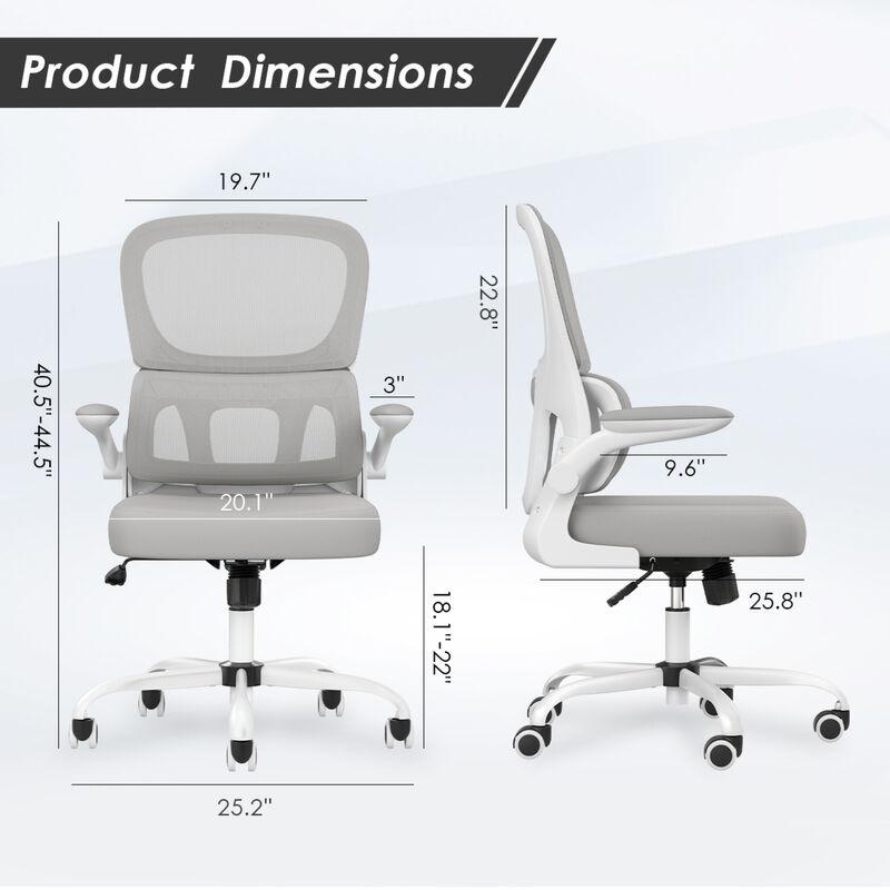 GOODSILO Ergonomic Mesh Office Chair with Tailored Lumbar Support and Flip-Up Armrests for Optimal Comfort and Space Saving image number 2