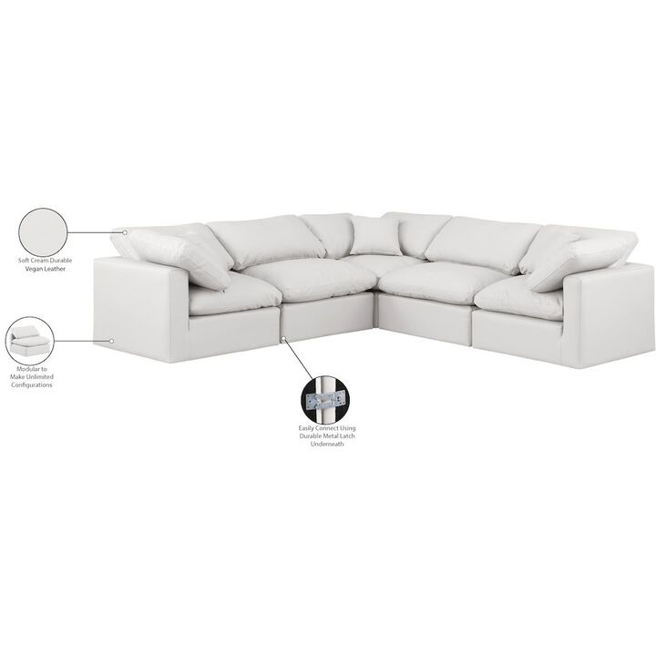 Meridian Furniture Indulge Cream Vegan Leather Modular Sectional