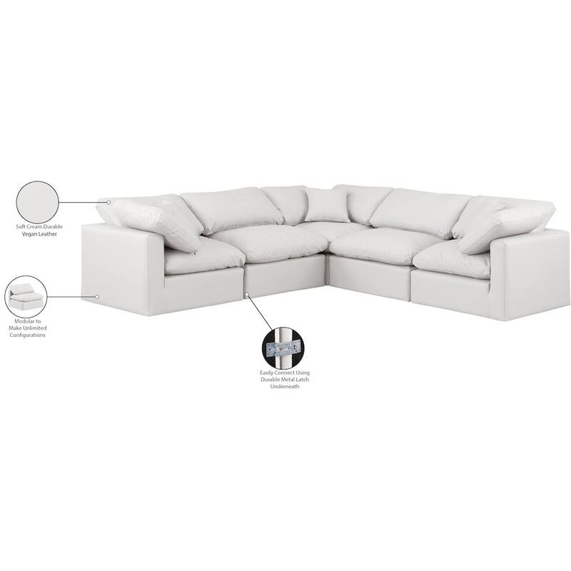 Meridian Furniture Indulge Cream Vegan Leather Modular Sectional