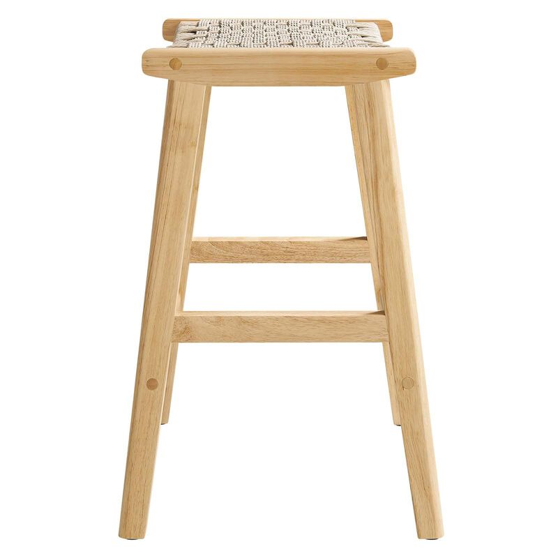 Modway Saoirse Woven Rope Wood Counter Stool - Set of 2 in Natural Natural image number 4