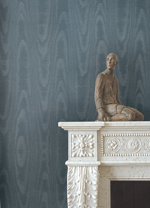 Angelina Denim Moire Wallpaper (Set of 2)