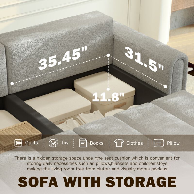 Rerjeb Teddy 3-in-1 Convertible Sleeper Sofa Bed image number 4