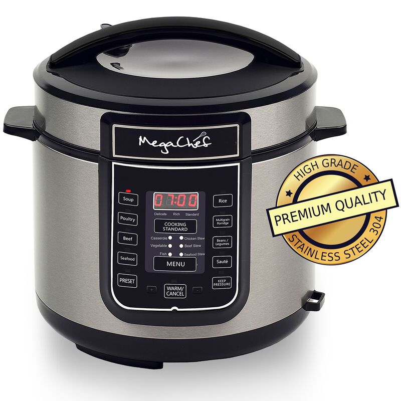 Megachef 6 Quart Digital Pressure Cooker with 14 Pre-set Multi Function Features