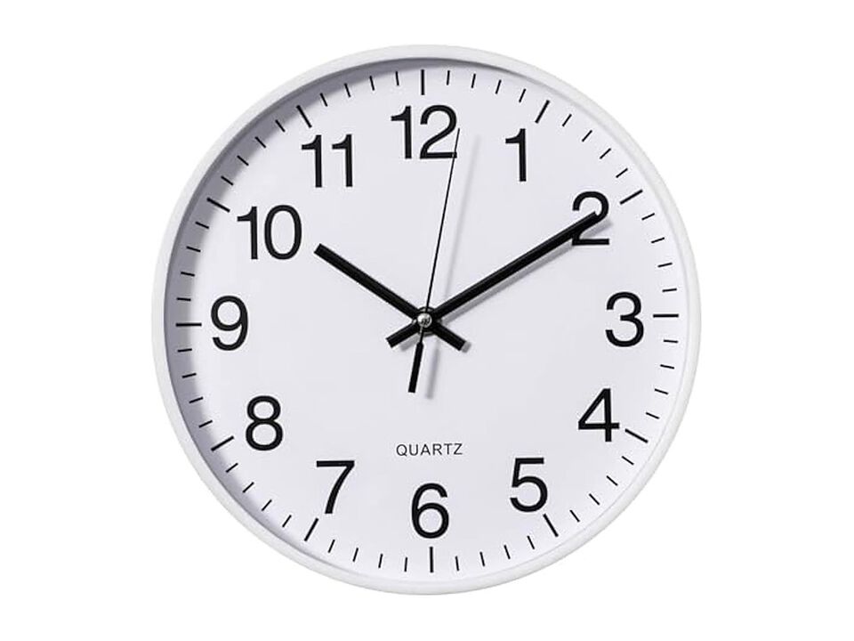 White Desk Table Shelf Perfect Farmhouse Wall Clock Silent Non Ticking