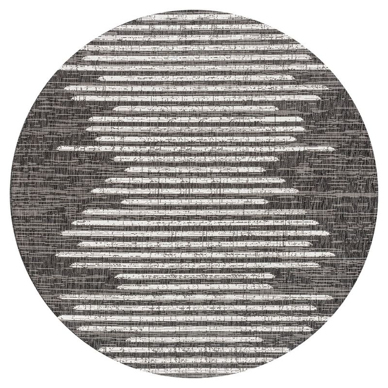 Zolak Berber Stripe Geometric Round Indoor/Outdoor Area Rug