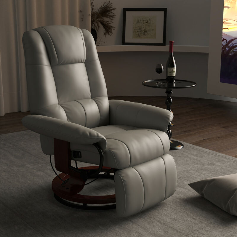 Hivvago Faux Leather Manual Recliner with Swivel and Footrest image number 1