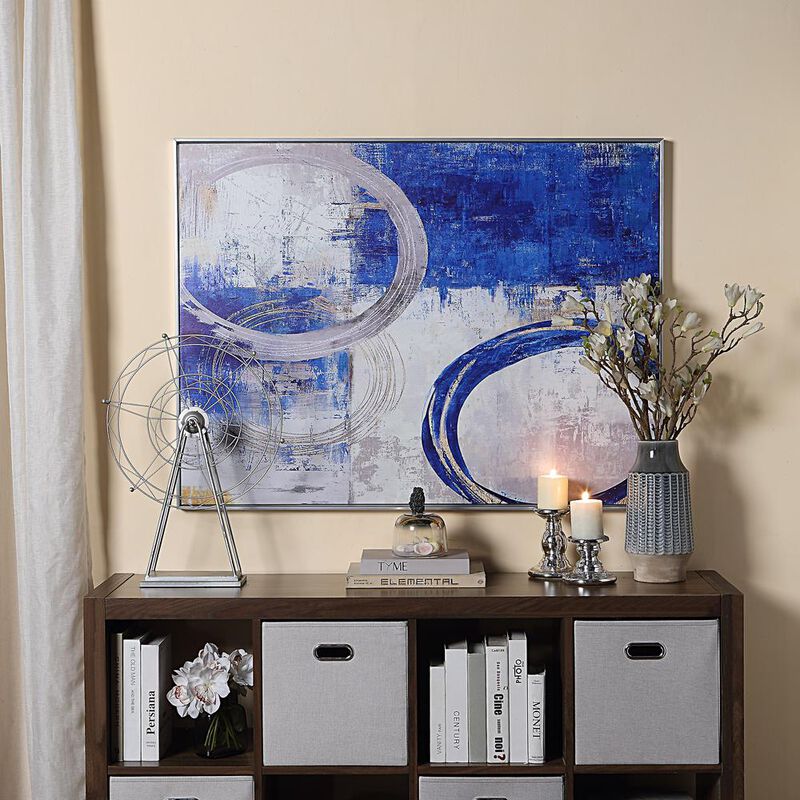 Carolina Living Circle Abstract Wall Art - Blue/Silver - Silver Frame - Large image number 1