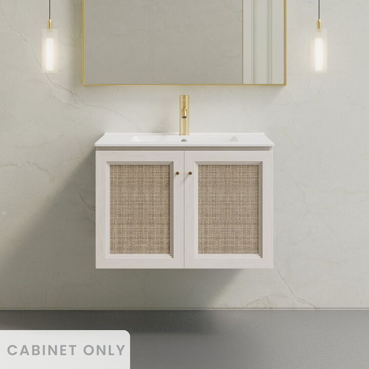 Classe 30" Wall-Mounted Bathroom Vanity in White Oak without Sink Top