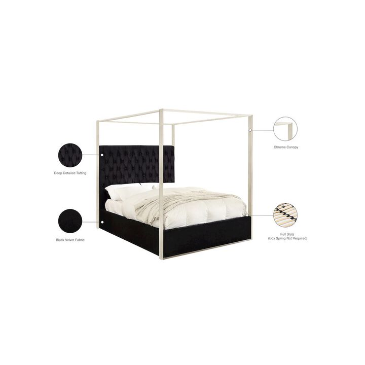 Meridian Furniture Porter Black Velvet Queen Bed
