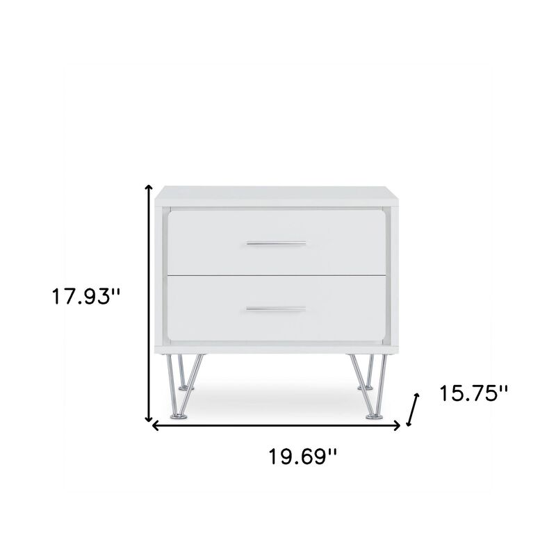Homezia 20" White Nightstand With Manufactured Wood Top