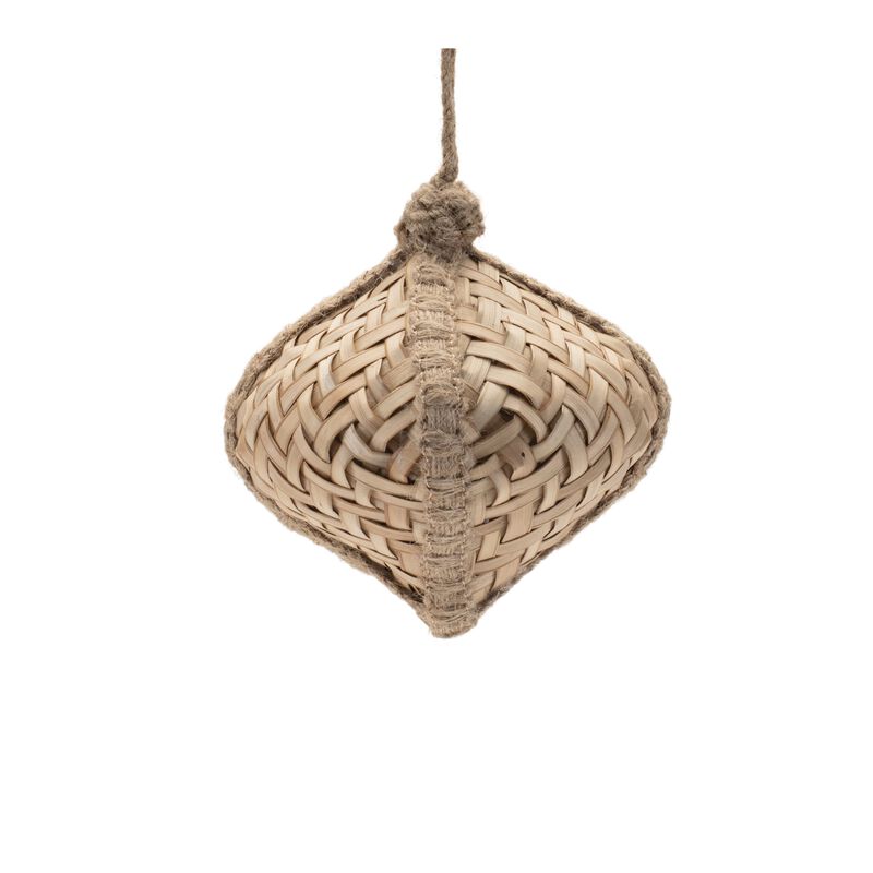 Set of 6 Natural Wicker Ornaments with Woven Texture for Seasonal Tree Decor