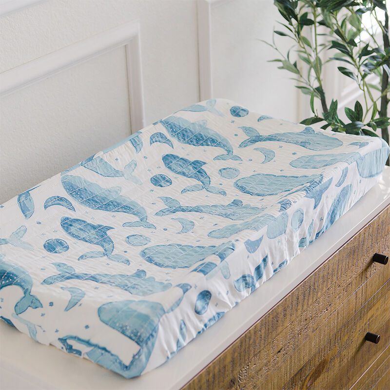 Caspian Quilted Change Pad Cover (Whale)