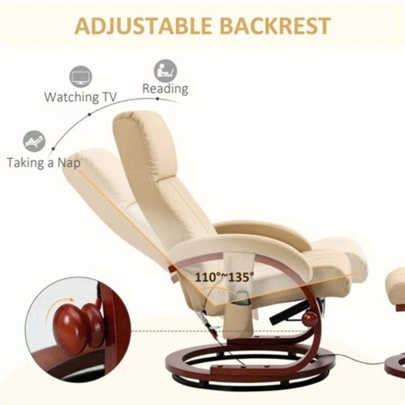 Adjustable Faux Leather Electric Massage Recliner Chair with Ottoman – Remote-Controlled Relaxation