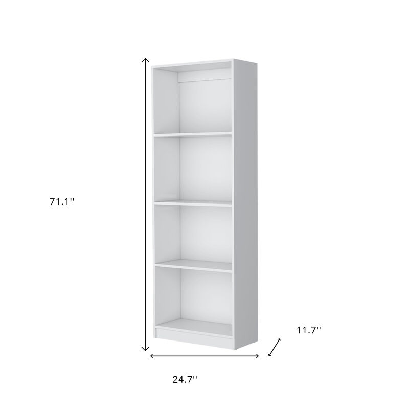HomeRoots 71" White Wood Four Tier Bookcase image number 4