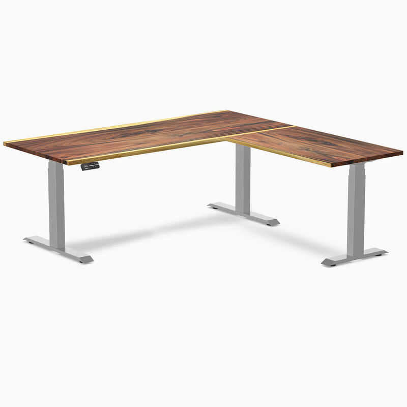 Desky Hardwood L-Shape Sit Stand Desk image number 0