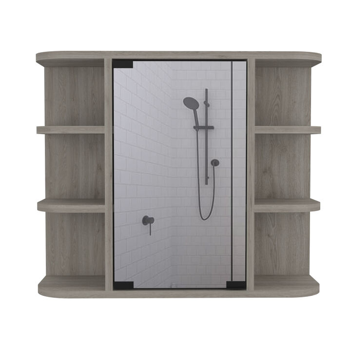 Streamdale Roseburg 6-Shelf Medicine Cabinet With Mirror Light Grey