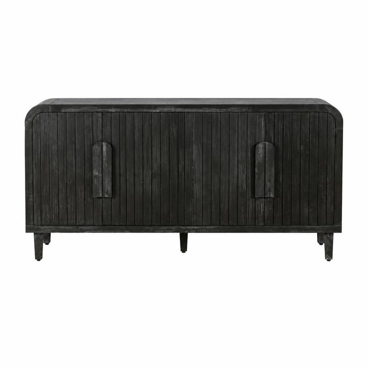 GOODSILO 59 Inch Curved Vintage Storage Sideboard with Large Wooden Handles and Adjustable Shelves for Kitchen and Dining Room Spaces