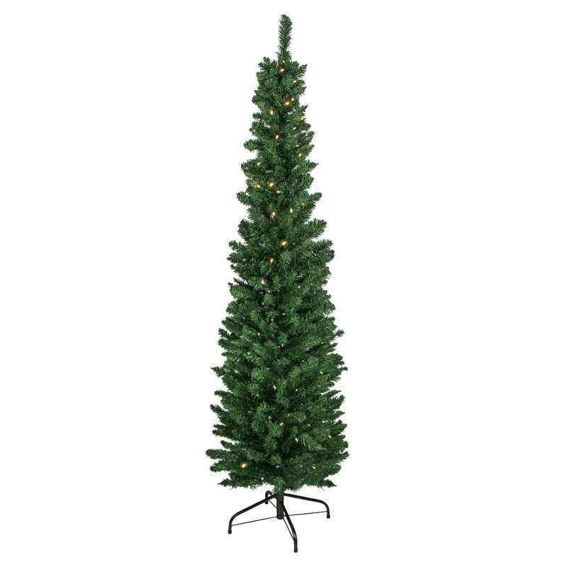 6' Pre-Lit Northern Balsam Fir Pencil Artificial Christmas Tree  Warm Clear LED Lights image number 1