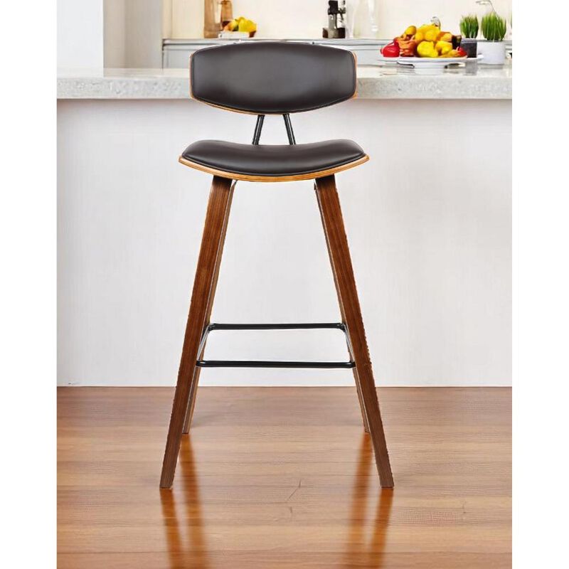 Hivvago 26 Inch Brown Solid Wood Low Back Counter Height Bar Chair