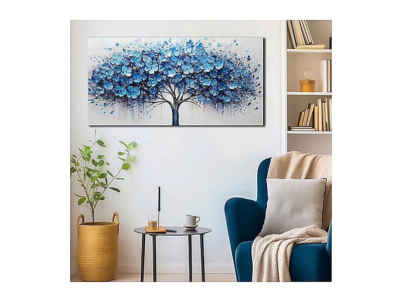Tree Life Wall Art Bedroom Blue Decor Living Room 20 X 40 Inch image number 2