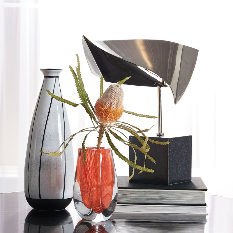 Triangular Bubbled Vase-Orange