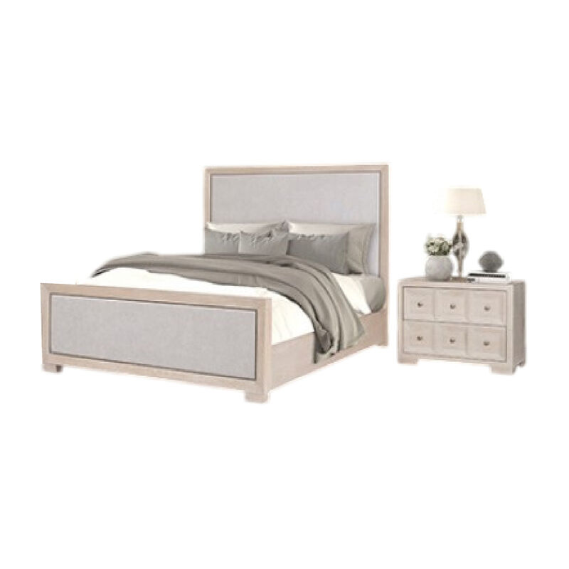 Kizie 5pc Queen Bedroom Set, Chest, XL Nightstand, Tawny Brown Gray