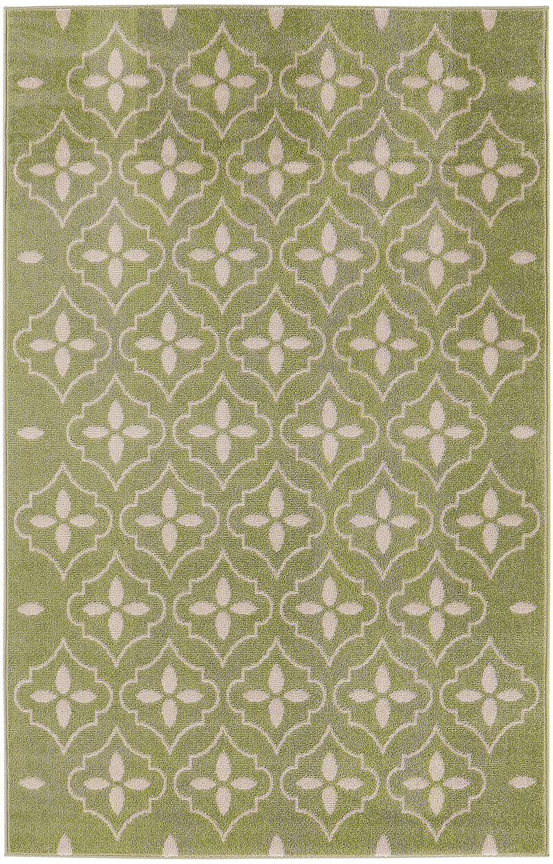 HomeRoots 4' X 6' Green And Ivory Geometric Indoor Outdoor Area Rug image number 0