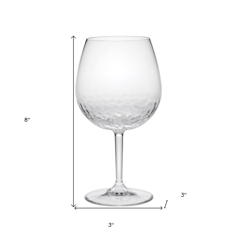 HomeRoots Set of Four Clear Dimpled Tritan Plastic Balloon or Round Bowl Stemmed All Purpose Wine Glasses image number 4