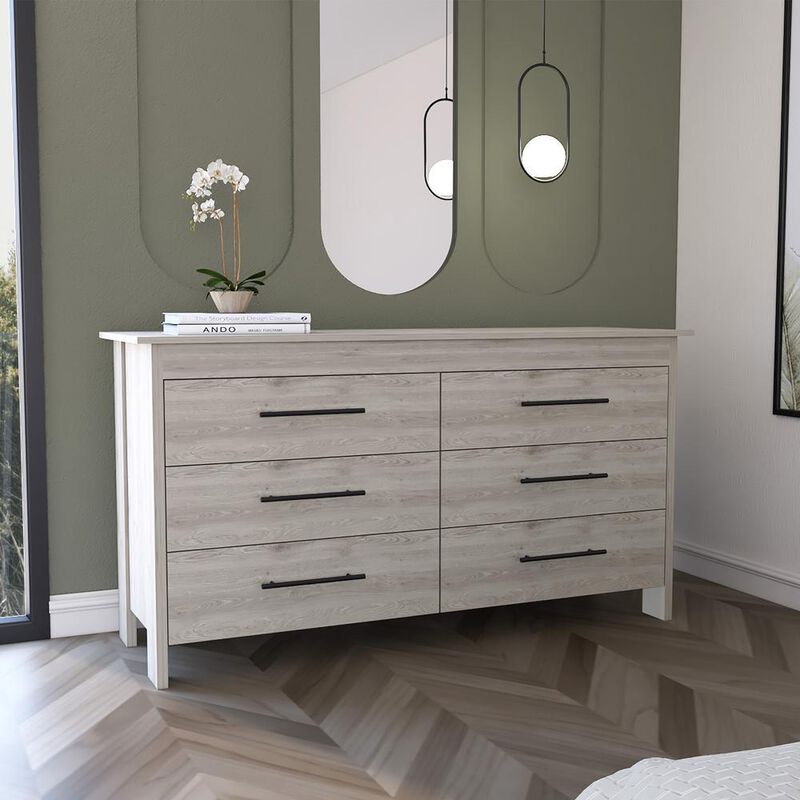 DEPOT E-SHOP Paris 6 Drawer Double Dresser