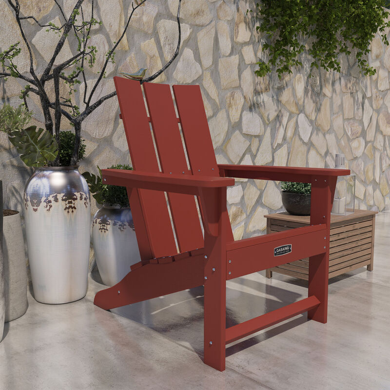 Mondawe Ergonomic Outdoor Adirondack Chair with 3 Back Panel Wide Armrests and Robust PS Material