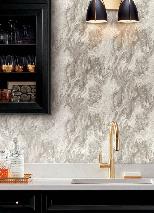 Star Taupe Marble Wallpaper (Set of 2)