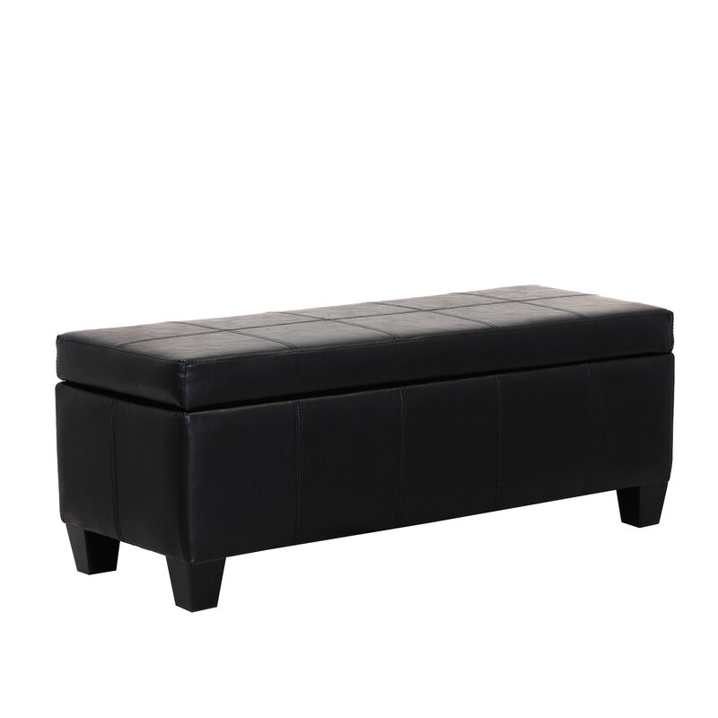 WestinTrends 42" Wide Faux Leather Rectangle Ottoman With Storage