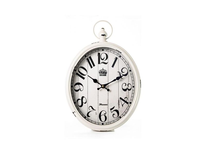 16" Oval Metal Wall Clock - Retro Battery Operated Rustic Antique Design for Living Room & Kitchen image number 0