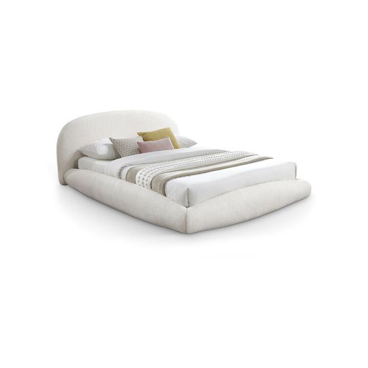 Meridian Furniture Genesis Cream Teddy Fabric Queen Bed