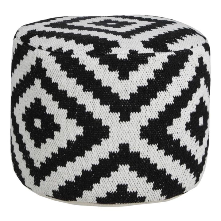 Hivvago 18 Inch Black Cylinder Geometric Pouf Ottoman
