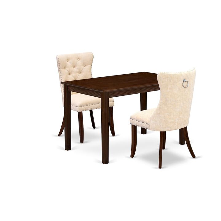 3 Piece Dining Room Furniture Set Contains a Rectangle Solid Wood Table