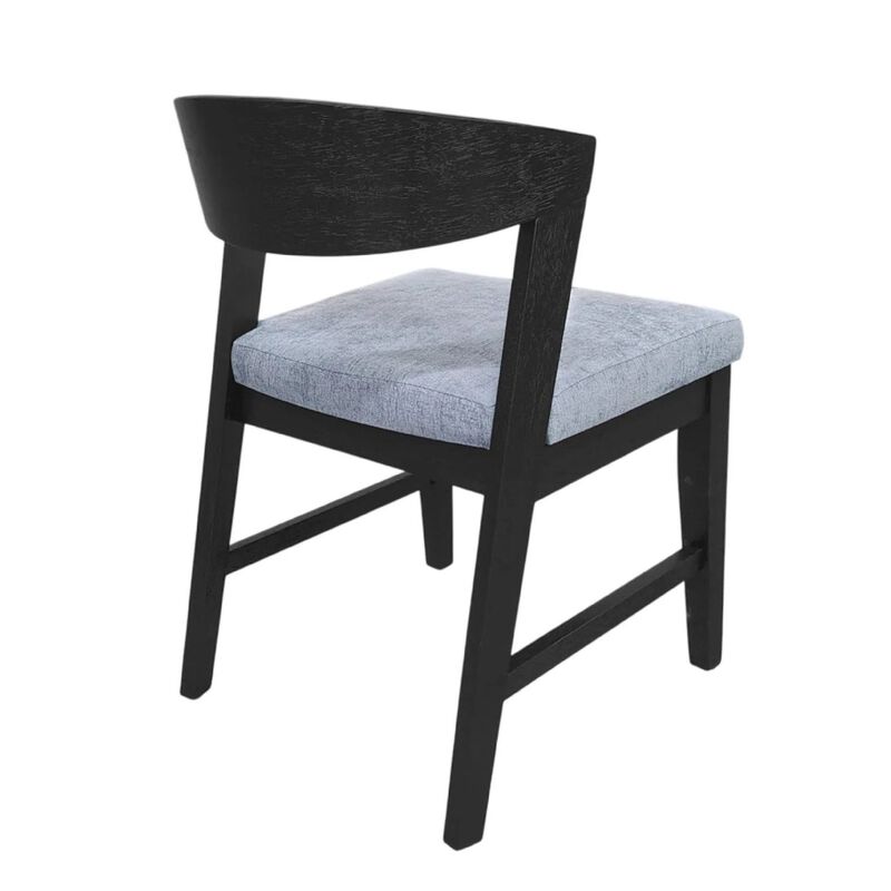 Vecy Side Chair Set of 2, Gray Fabric Seat, Curved Back, Vintage Black image number 4