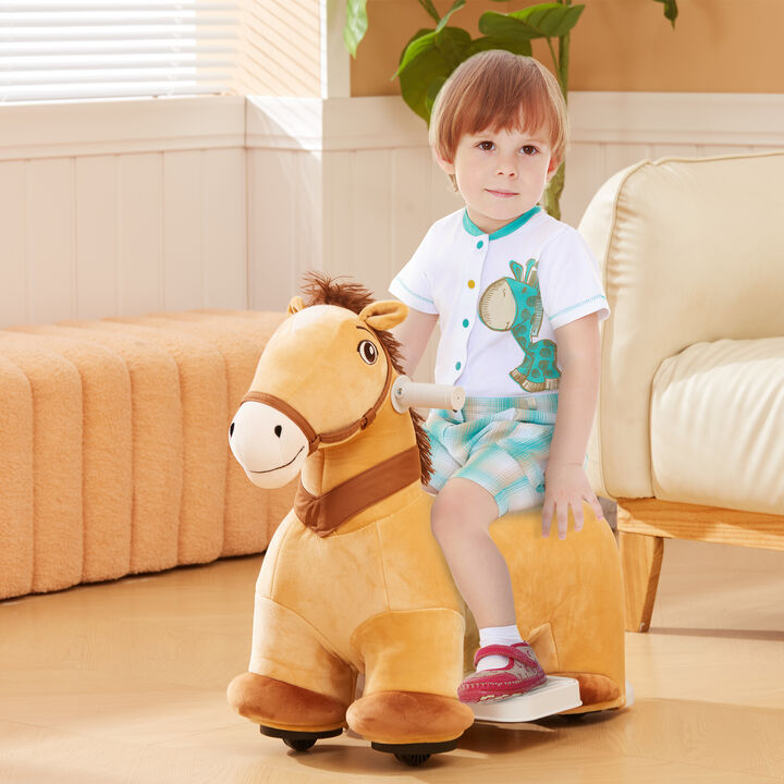 BreeBe Battery Powered Electric Ride on Pony, 6V Ride on Horse w/ with Music Forward, PU Wheels