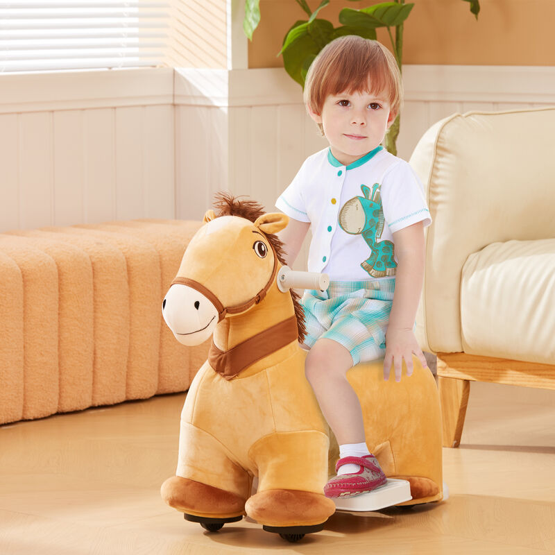 BreeBe Battery Powered Electric Ride on Pony, 6V Ride on Horse w/ with Music Forward, PU Wheels image number 1