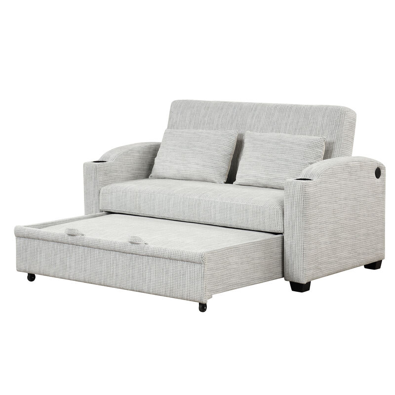 Merax Modern Chenille Convertible Loveseat Sofa image number 8