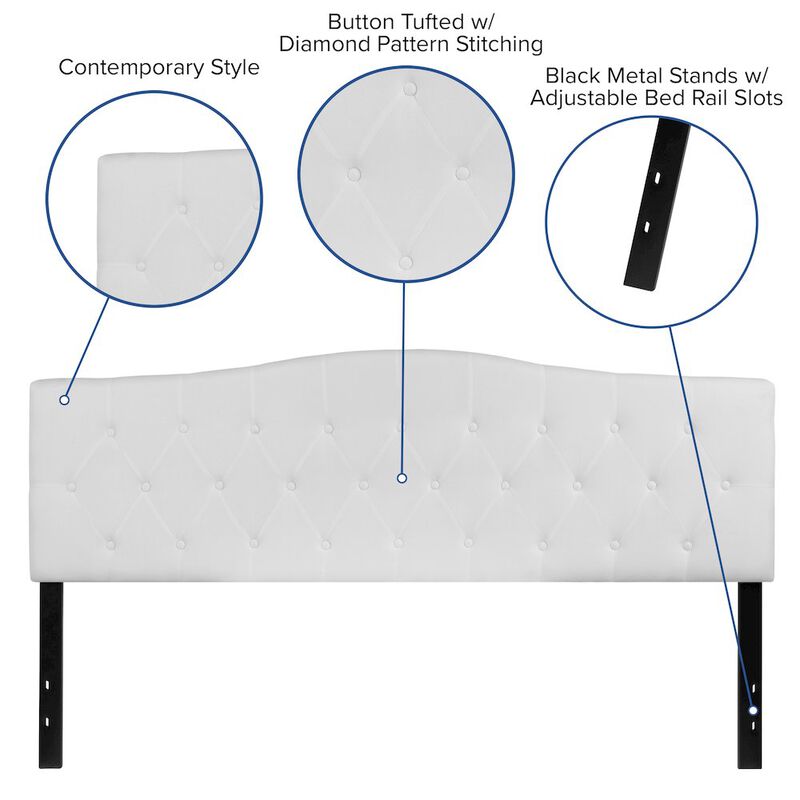 Flash Furniture Tufted Upholstered King Size Headboard in White Fabric image number 1