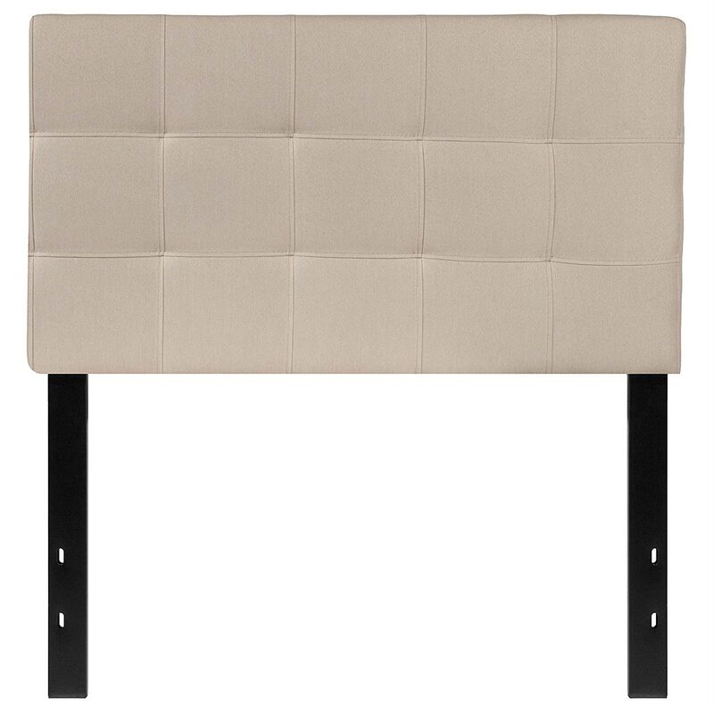 QuikFurn Twin size Modern Beige Taupe Fabric Upholstered Headboard