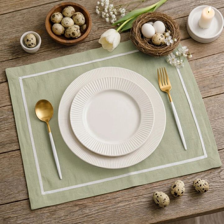 Linen Placemats Set of 4 for Dining Table Decor, 14 x 19 Inch - Kensington