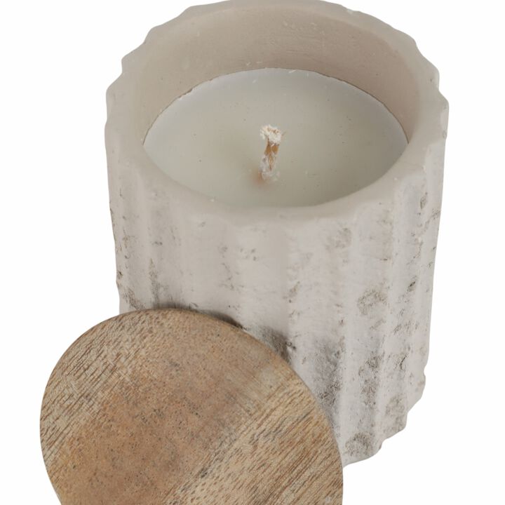 4" Ivry Ridged Pot Wood Candle