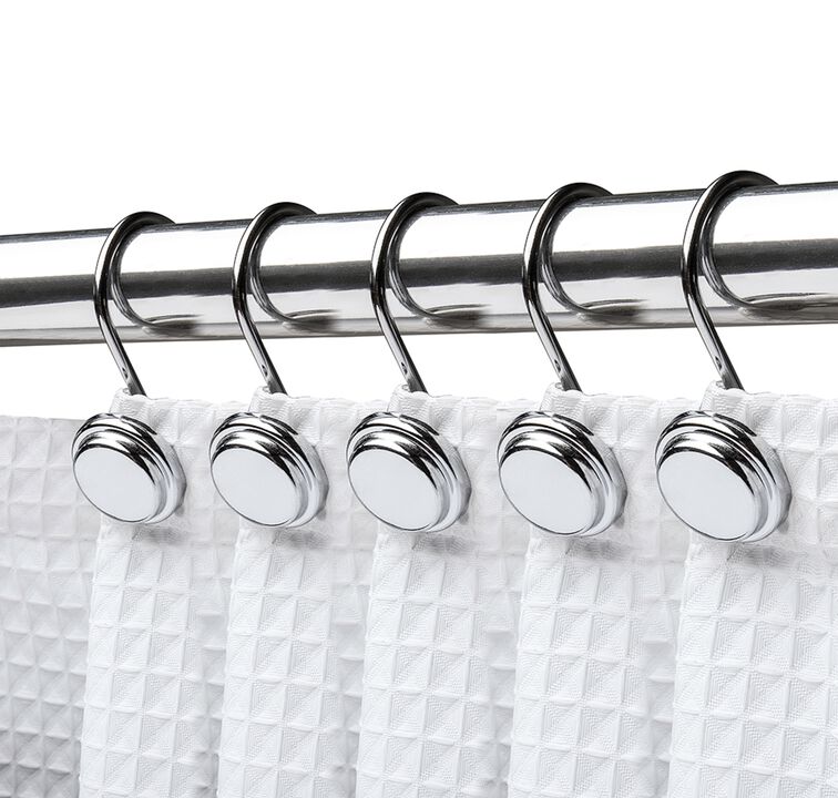 Utopia Alley Rust-Resistant Metal Shower Curtain Hooks, Decorative Round Base Design - Set of 12