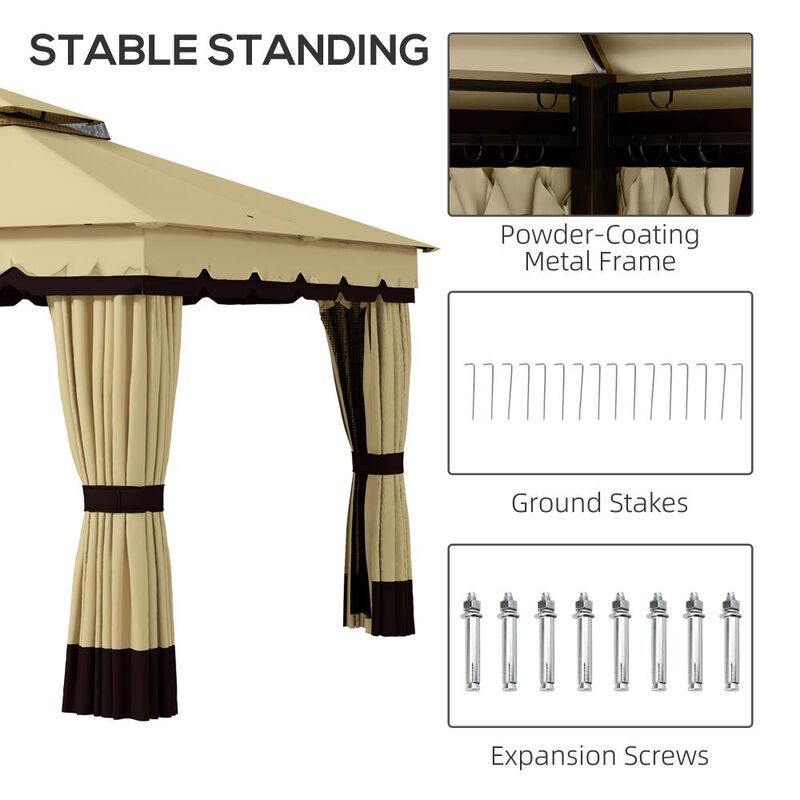 Hivvago 10x12 Patio Gazebo with Netting and Privacy Curtains image number 6